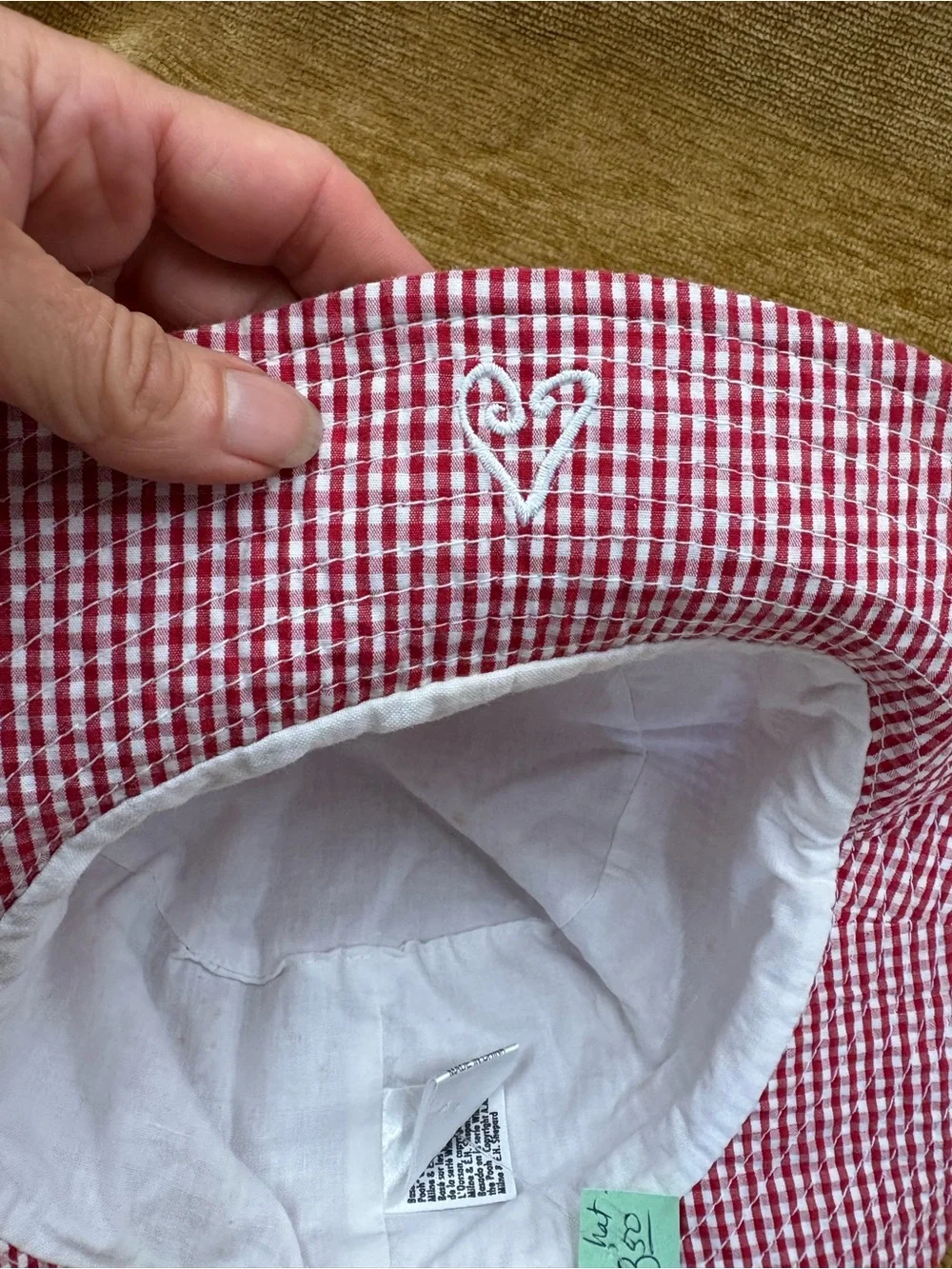 Disney Red Gingham Bucket Hat with Winnie the Pooh, Eeyore & piglet  Embroidery